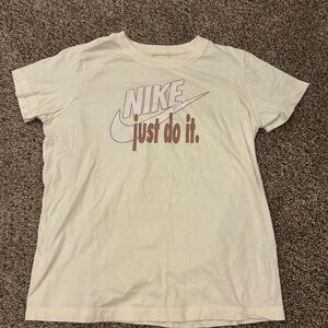 Nike Cream Short Sleeve Tee with Brown Logo